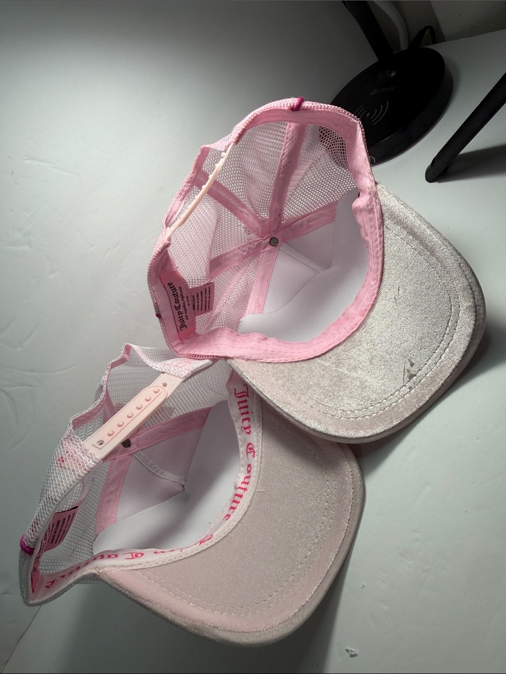 Juicy Couture Girls Light Pink Rhinestone Logo Trucker Cap - Picture 6 of 9